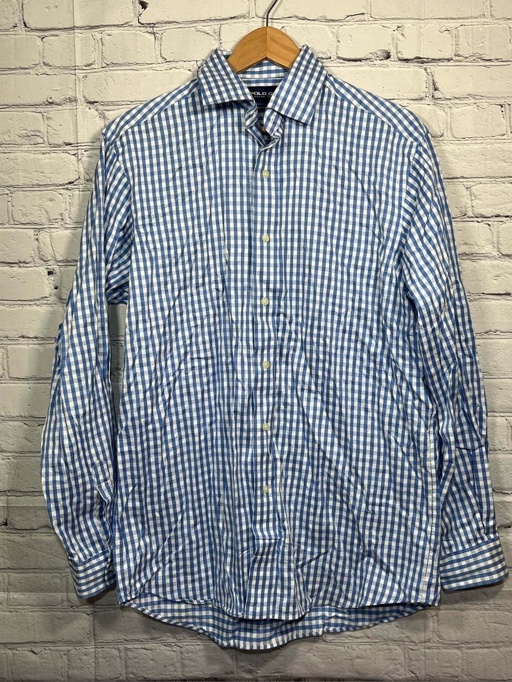 Polo Golf Ralph Lauren Dress Plaid Shirt Westerton Mens Size Medium Blue